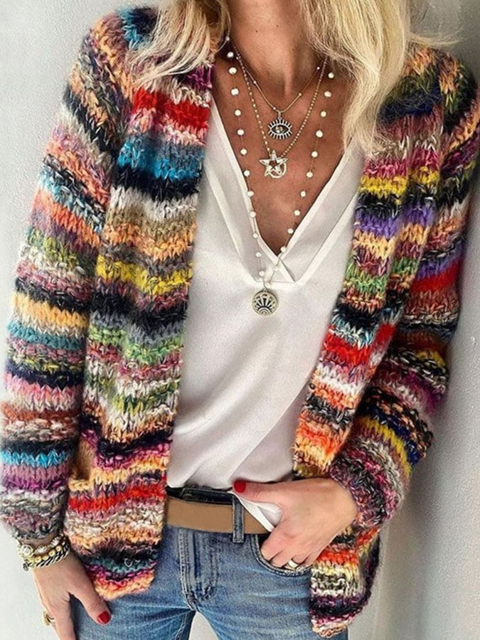 Dagny - Women's Knit Stripe Sweater - photo 1