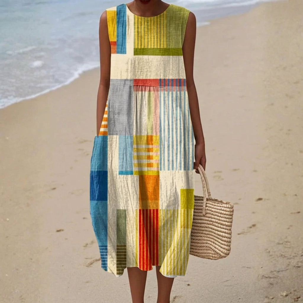 Genevieve - Women's Patchwork Midi Dress - photo 1