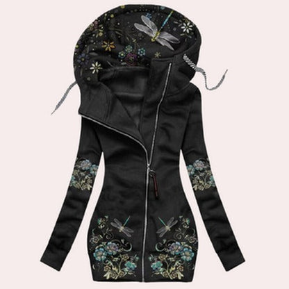 Elaine - Women's Floral Zip-Up Hoodie - photo 3