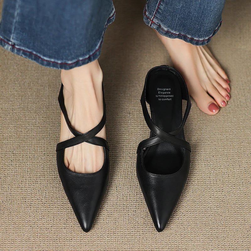 Nola - Women's Pointed Leather Shoes - photo 17