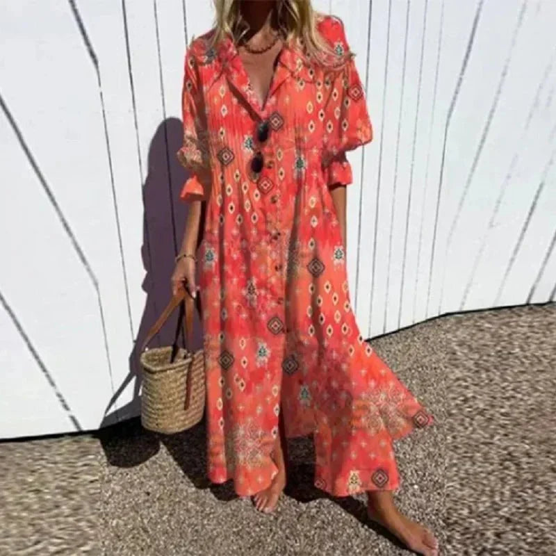 Ilaria - Women's A-line Maxi Boho Dress