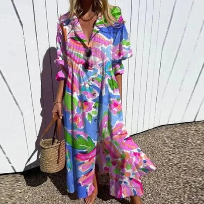 Ilaria - Women's A-line Maxi Boho Dress