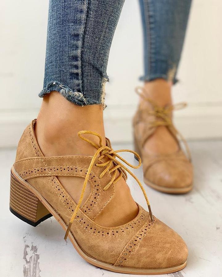 Vera - Women's Lace-up Round Shoes