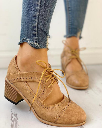 Vera - Women's Lace-up Round Shoes