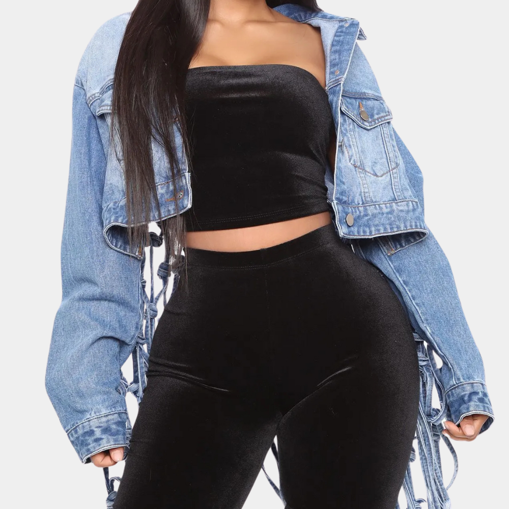 Frida - Women's Cropped Denim Jacket - photo 1
