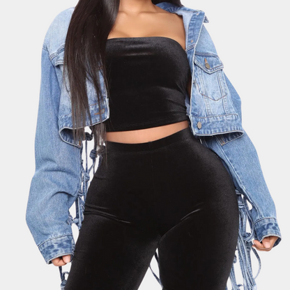 Frida - Women's Cropped Denim Jacket - photo 1