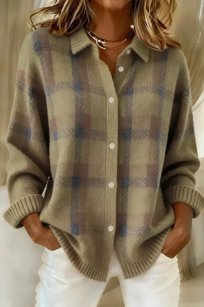 Cleo - Women's Relaxed Plaid Cardigan - photo 4