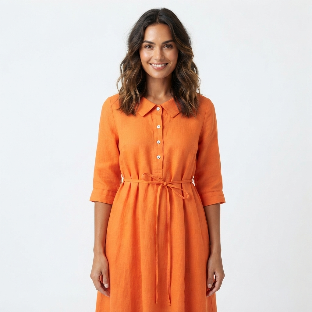 Romy - Women's Linen Midi Dress - photo 1