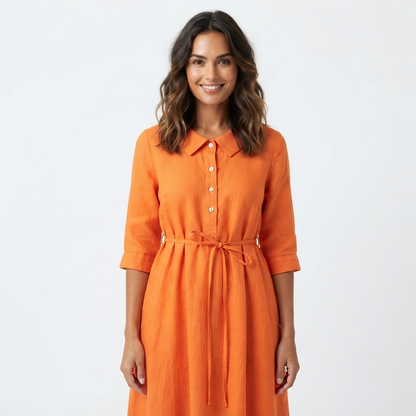 Romy - Women's Linen Midi Dress - photo 1