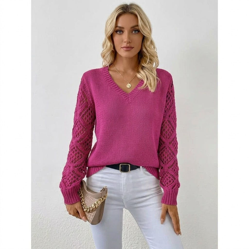 Zelda - Women's Knit V-Neck Sweater - photo 1