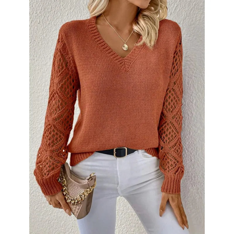 Zelda - Women's Knit V-Neck Sweater - photo 2