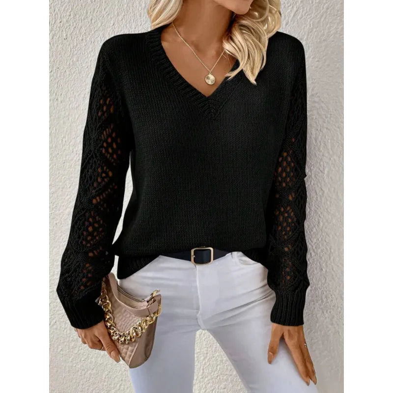 Zelda - Women's Knit V-Neck Sweater - photo 3