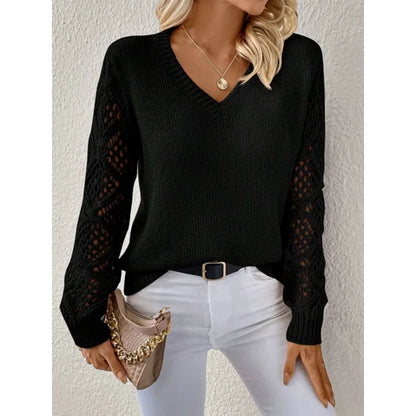 Zelda - Women's Knit V-Neck Sweater - photo 3