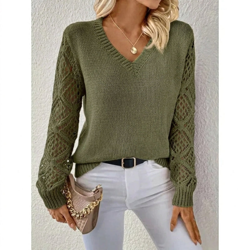 Zelda - Women's Knit V-Neck Sweater - photo 4