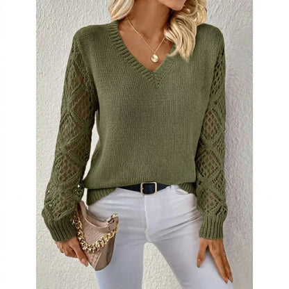 Zelda - Women's Knit V-Neck Sweater - photo 4