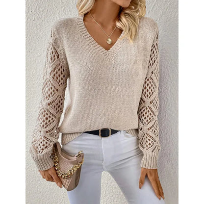 Zelda - Women's Knit V-Neck Sweater - photo 5