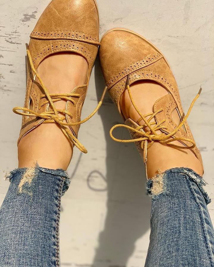 Vera - Women's Lace-up Round Shoes