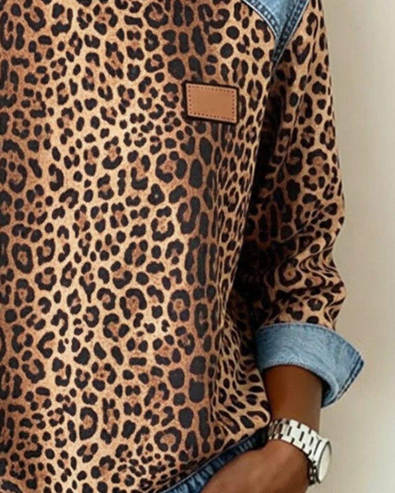 Bronte - Women's Leopard Patchwork Sweater - photo 3