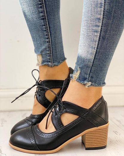 Vera - Women's Lace-up Round Shoes