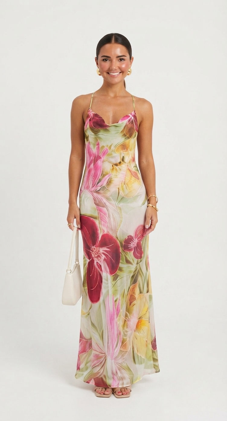 Frida - Women's Floral Cowl Dress - photo 1