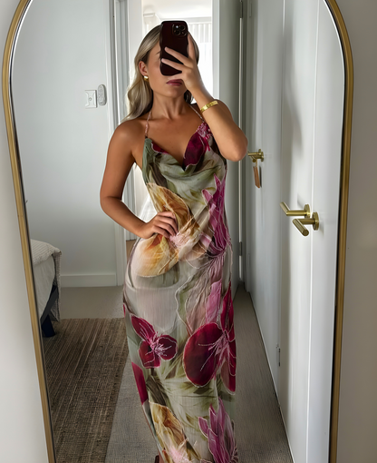 Frida - Women's Floral Cowl Dress - photo 8