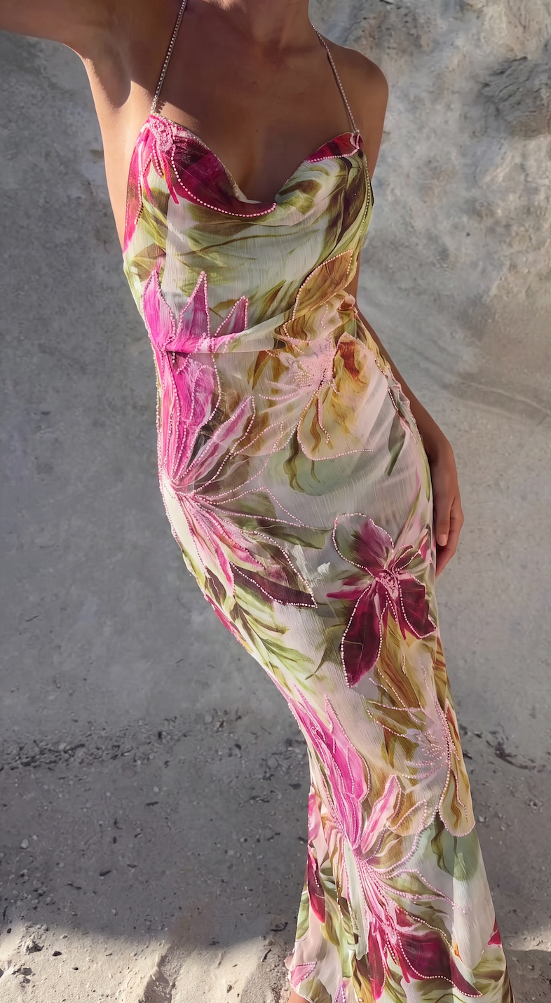 Frida - Women's Floral Cowl Dress - photo 9