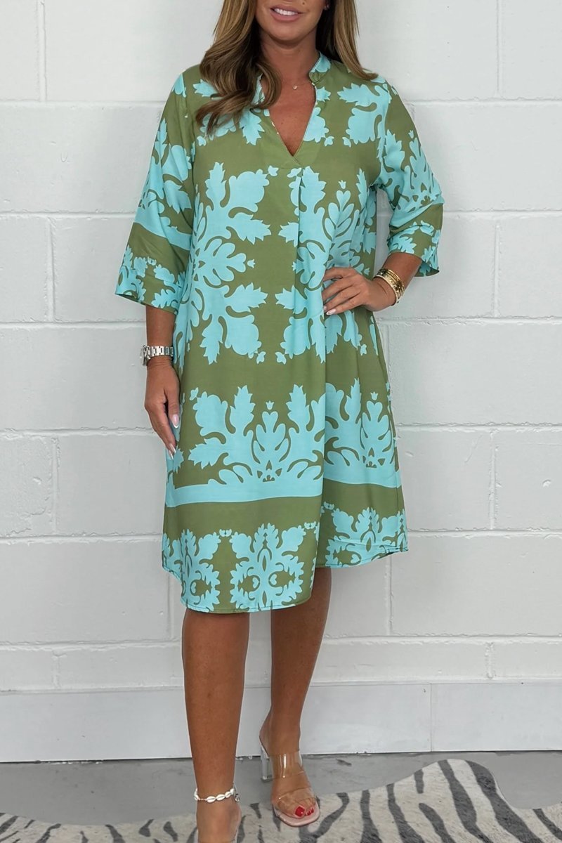 Quinn - Women's Midi V-Neck Dress - photo 1