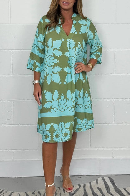 Quinn - Women's Midi V-Neck Dress - photo 1