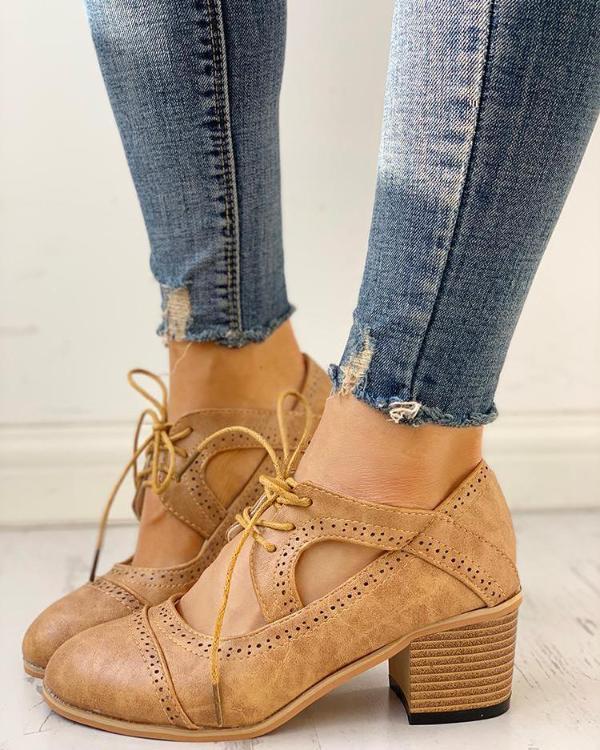 Vera - Women's Lace-up Round Shoes