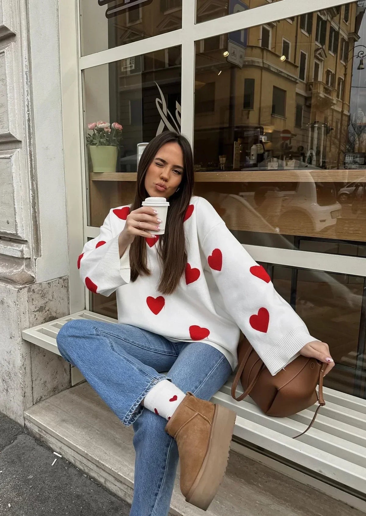 Anouk - Women's Heart Knit Sweater - photo 1