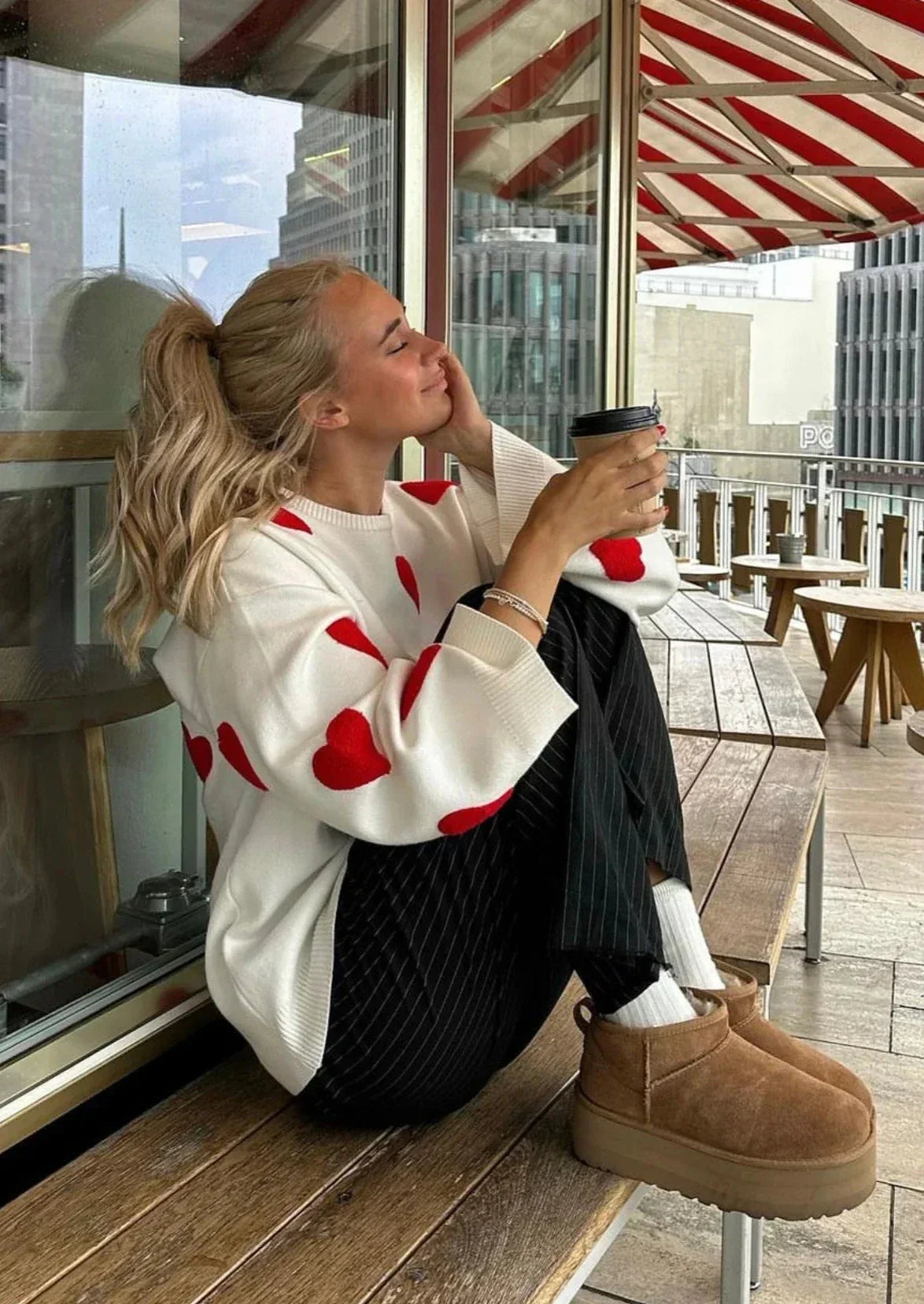 Anouk - Women's Heart Knit Sweater - photo 3