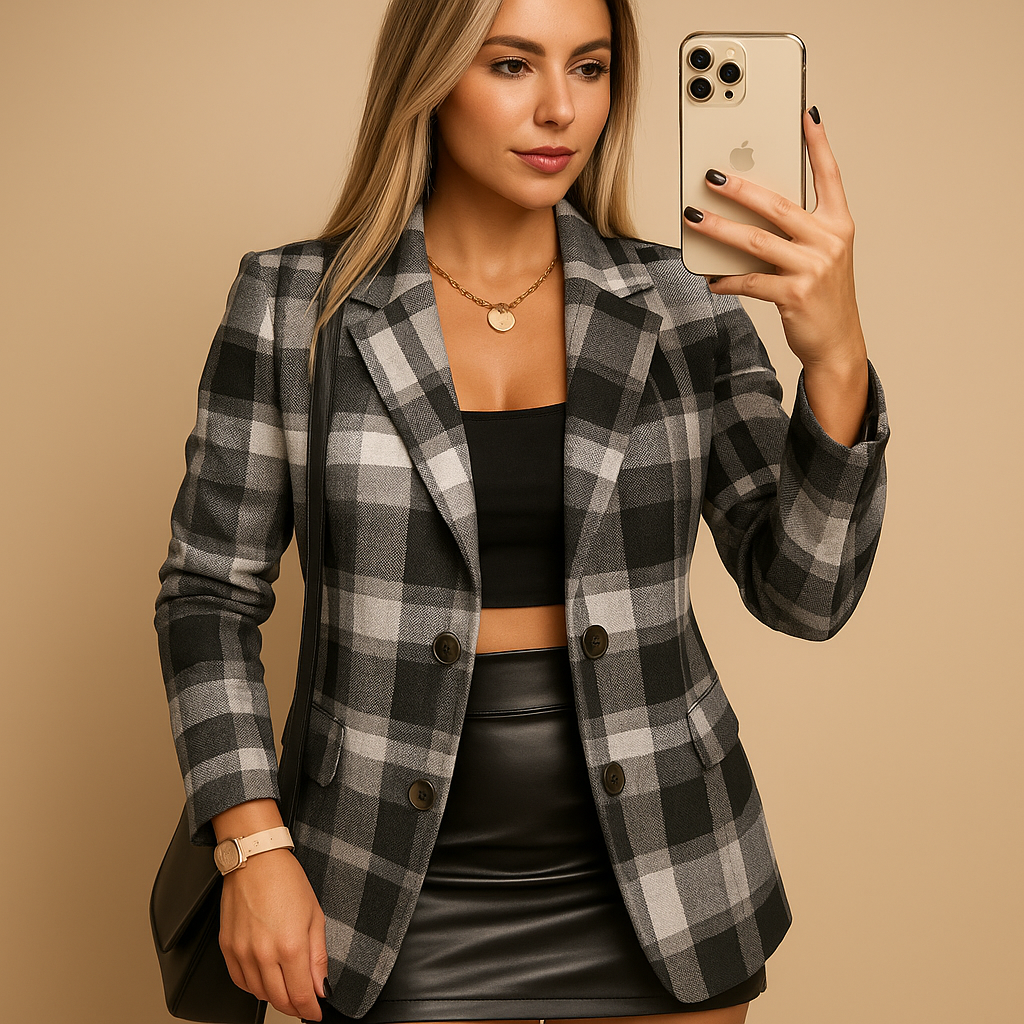 Marlowe - Women's Quilted Check Jacket - photo 4
