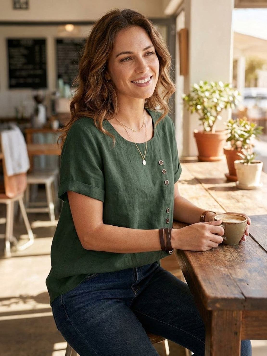 Bexley - Women's Linen Round Blouse - photo 3