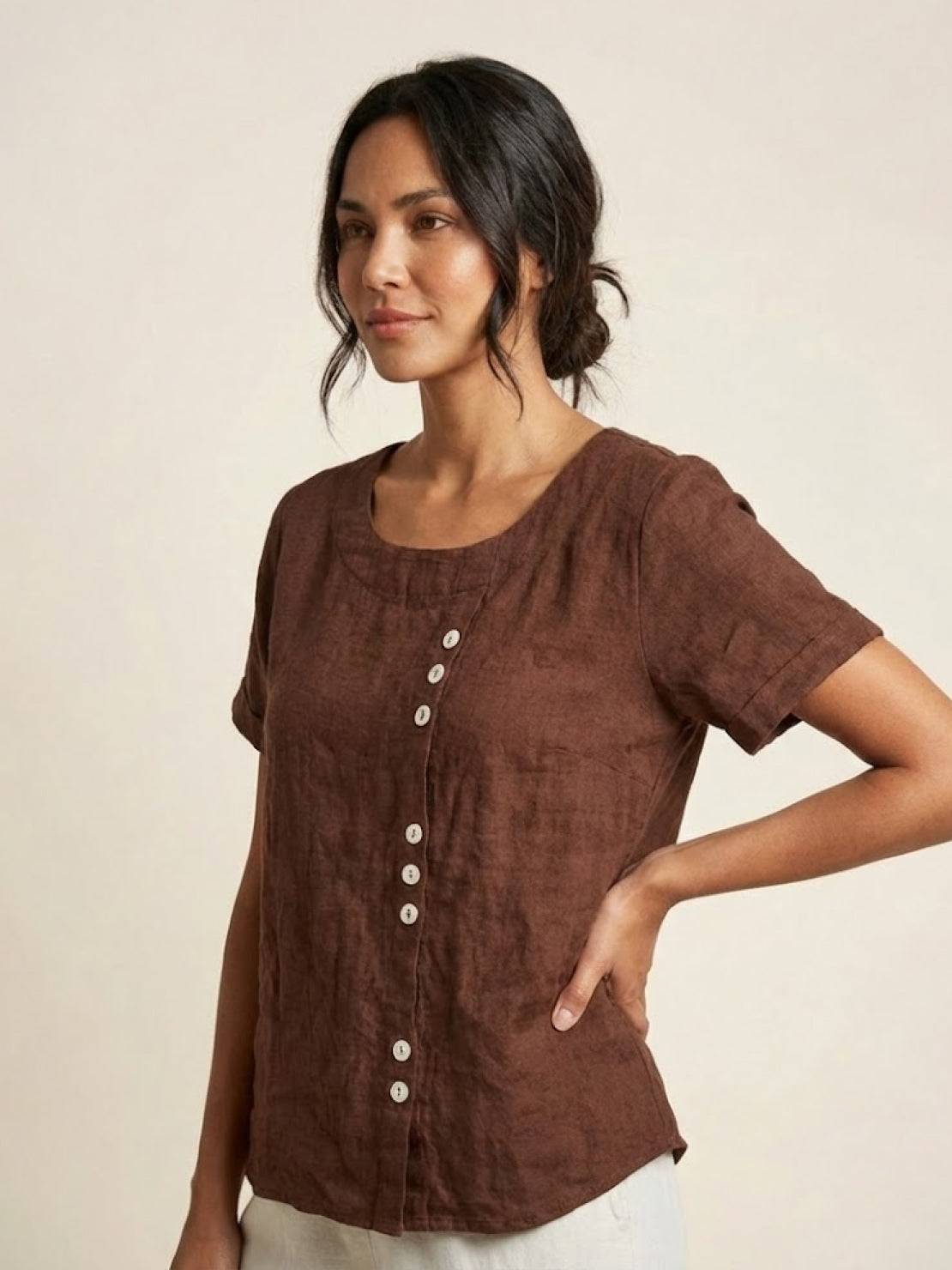 Bexley - Women's Linen Round Blouse - photo 12