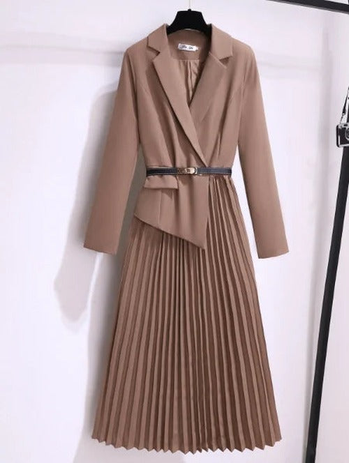 Rory - Women's Pleated Belted Blazer Dress - photo 4
