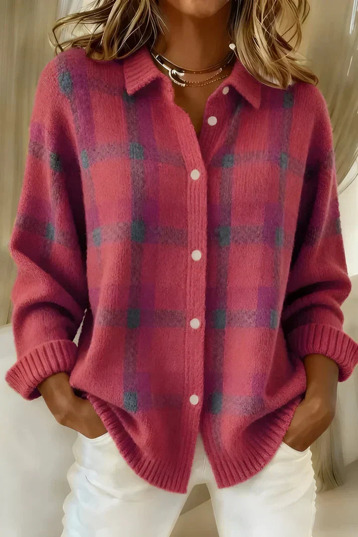 Cleo - Women's Relaxed Plaid Cardigan - photo 5