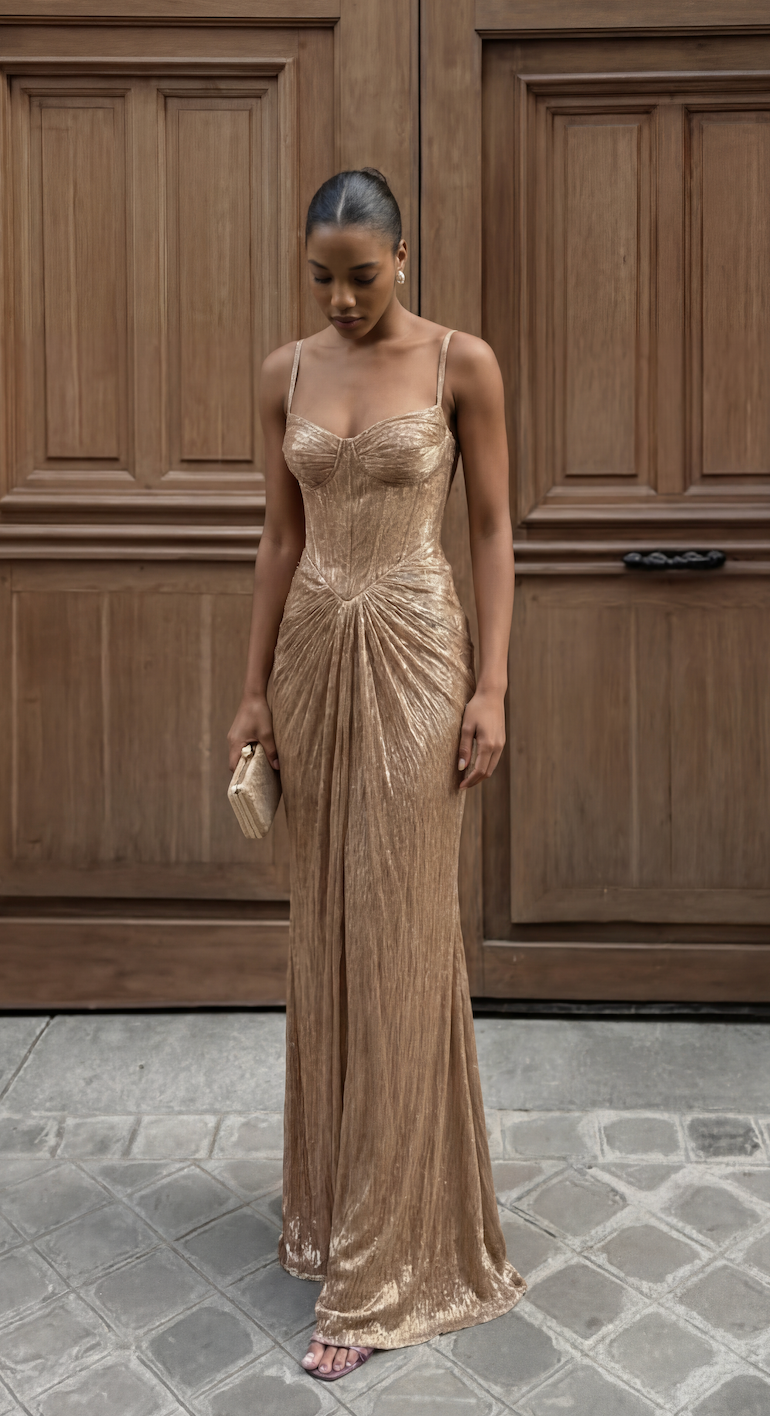 Marit - Women's Metallic Corset Dress - photo 3