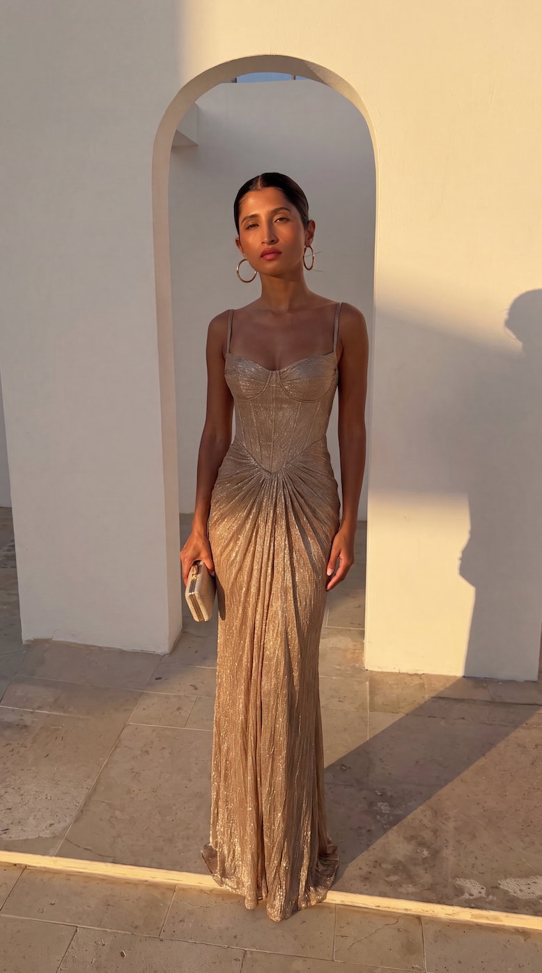 Marit - Women's Metallic Corset Dress - photo 4