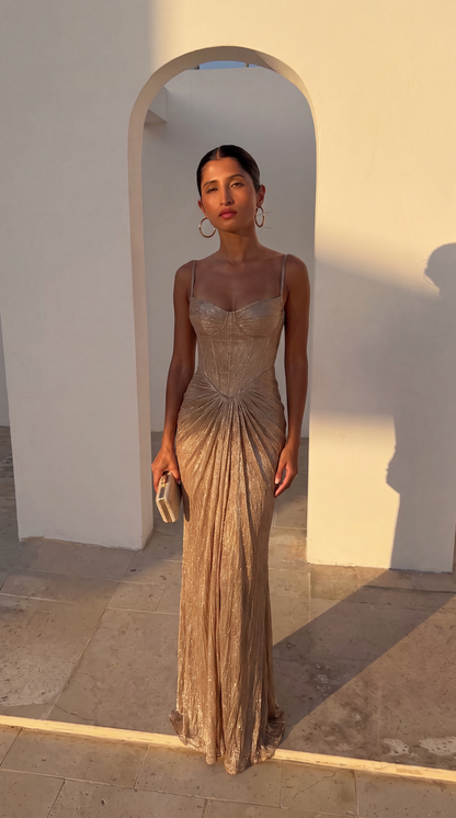 Marit - Women's Metallic Corset Dress - photo 4