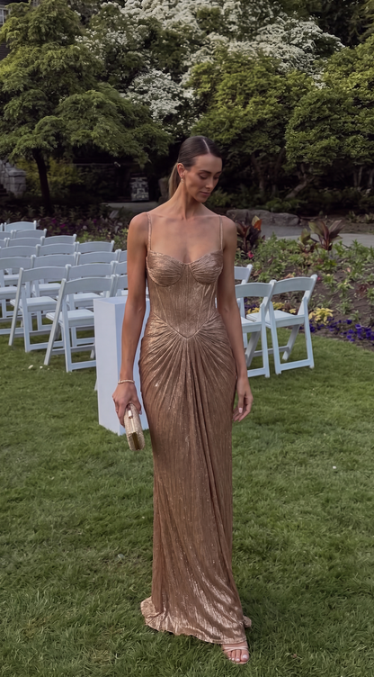 Marit - Women's Metallic Corset Dress - photo 5