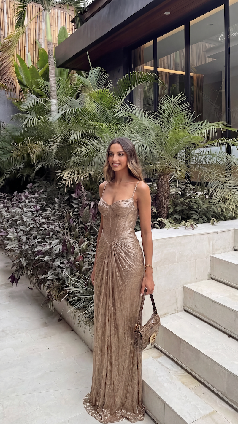 Marit - Women's Metallic Corset Dress - photo 6