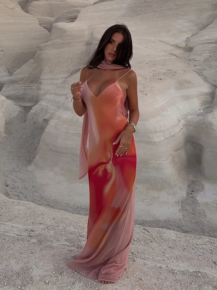 Mathilde - Women's Maxi Satin Dress - photo 3
