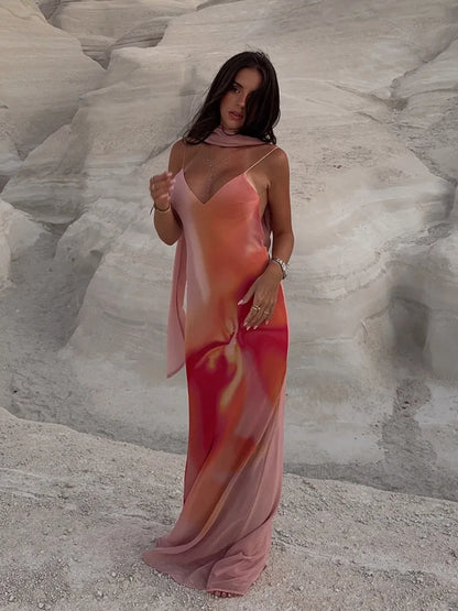 Mathilde - Women's Maxi Satin Dress - photo 3