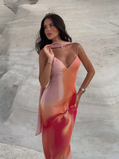 Mathilde - Women's Maxi Satin Dress - photo 4