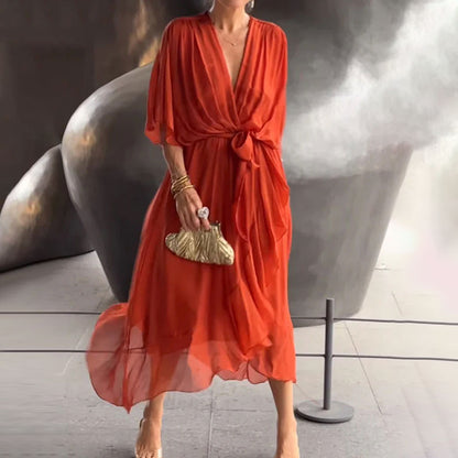 Daphne - Women's Plus-Size V-Neck Maxi Dress - photo 6