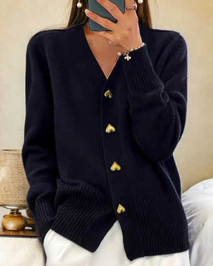 Odette - Women's Medium Heart-Button Cardigan - photo 5