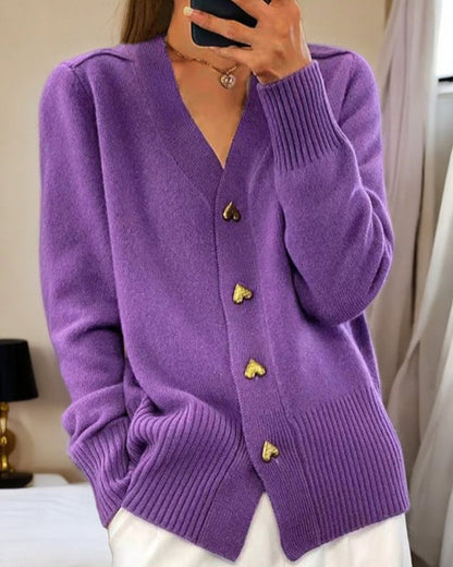 Odette - Women's Medium Heart-Button Cardigan - photo 3