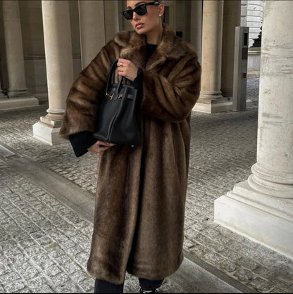 Dorothea - Women's Faux Fur Knee Length Coat - photo 1