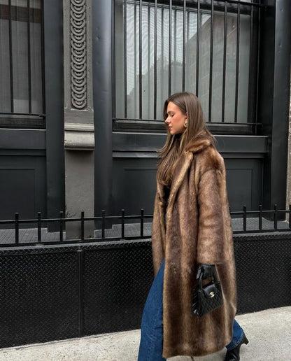 Dorothea - Women's Faux Fur Knee Length Coat - photo 2