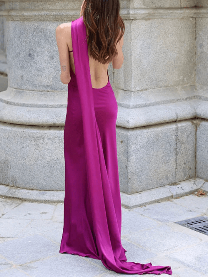 Zara - Women's Satin Halter Dress - photo 11
